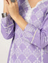 Lavender Pure Cotton Ethnic Motifs Printed A-line Kurta Set